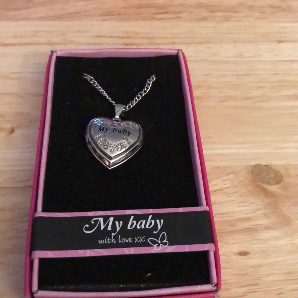 My Baby Silver Tone Heart Locket